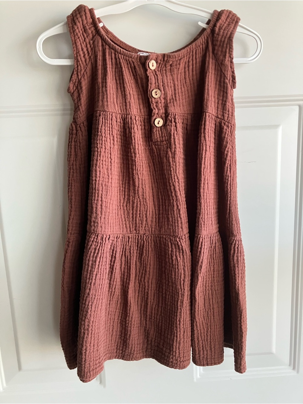 TBA 100% organic cotton brown muslin dress 4T 5T